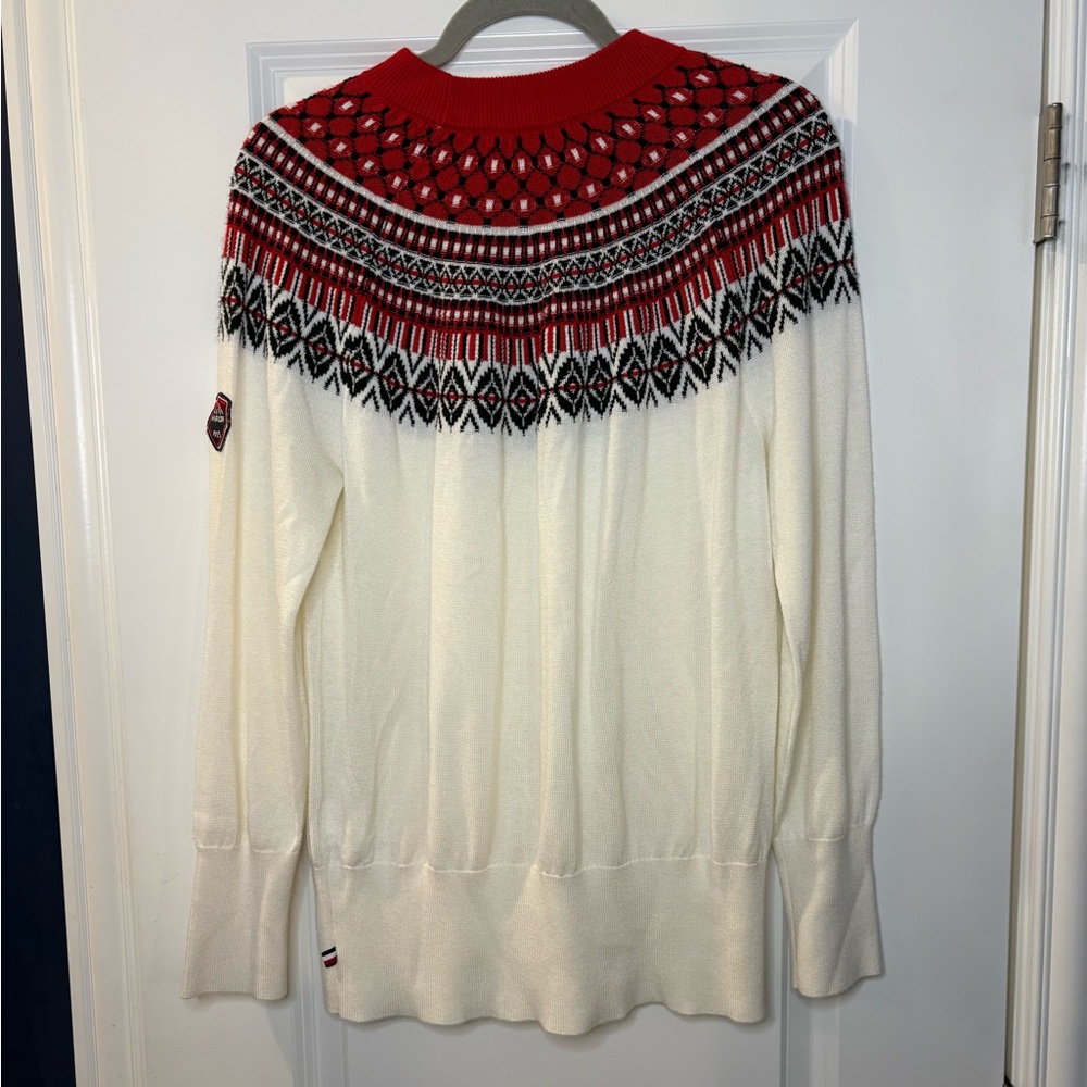 Tommy Hilfiger Fair Isle Nordic Sweater Red Ivory XL Winter Knit